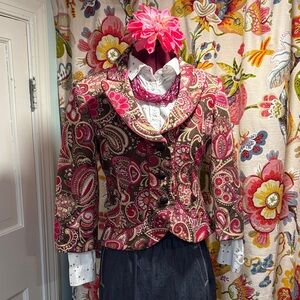Paisley Pink, Brown and Cream Women's Jacket